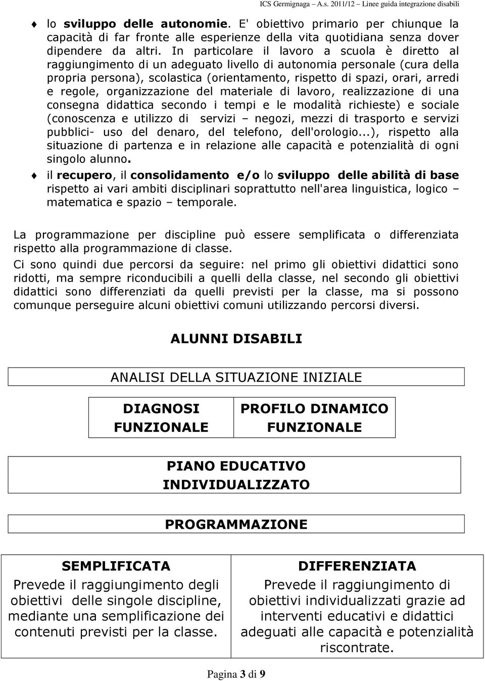 regole, organizzazione del materiale di lavoro, realizzazione di una consegna didattica secondo i tempi e le modalità richieste) e sociale (conoscenza e utilizzo di servizi negozi, mezzi di trasporto