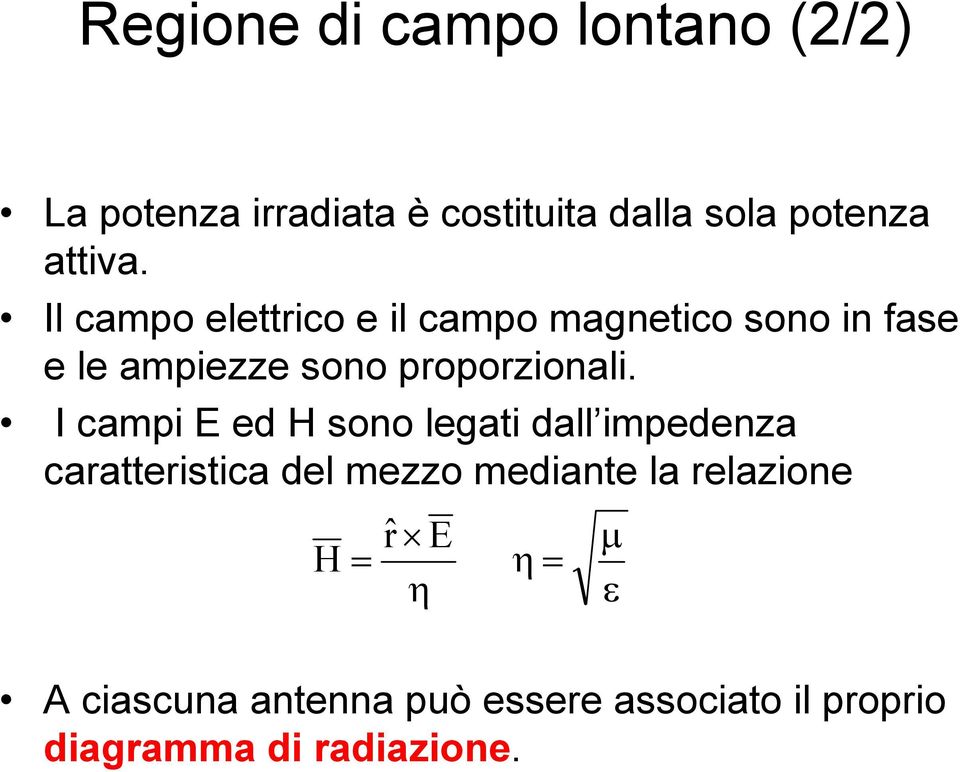 Il campo lttco l campo magntco sono n fas l ampzz sono popozonal.