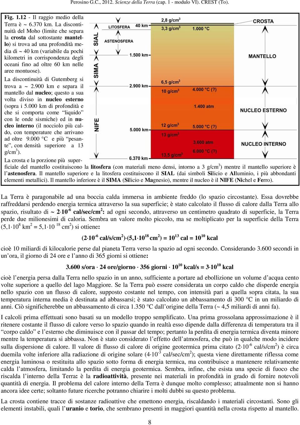 60 km nelle aree montuose). La discontinuità di Gutemberg si trova a 2.900 km e separa il mantello dal nucleo; questo a sua volta diviso in nucleo esterno (sopra i 5.