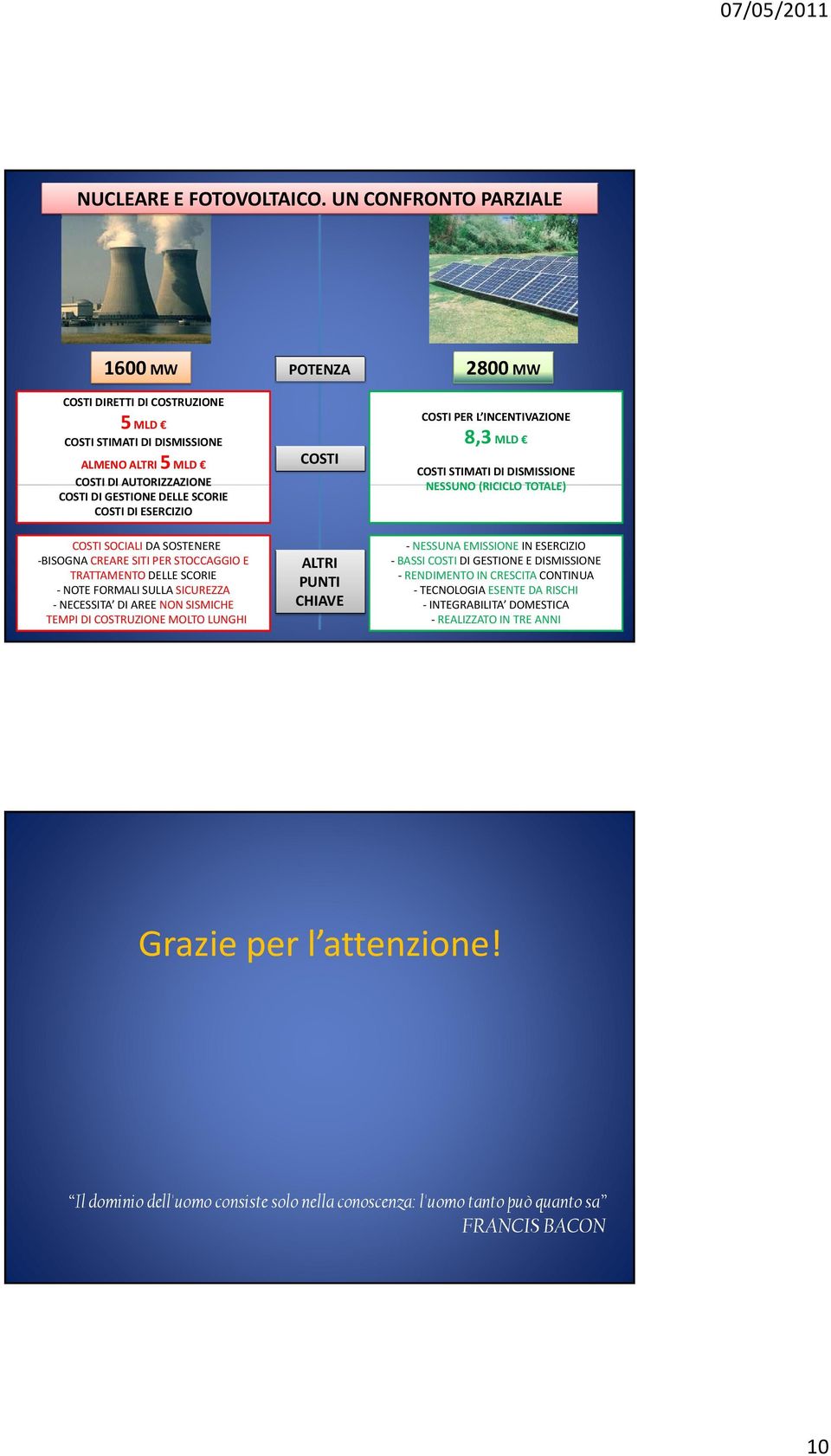 ESERCIZIO COSTI SOCIALI DA SOSTENERE BISOGNA CREARE SITI PER STOCCAGGIO E TRATTAMENTO DELLE SCORIE NOTE FORMALI SULLA SICUREZZA NECESSITA DI AREE NON SISMICHE TEMPI DI COSTRUZIONE MOLTO LUNGHI COSTI