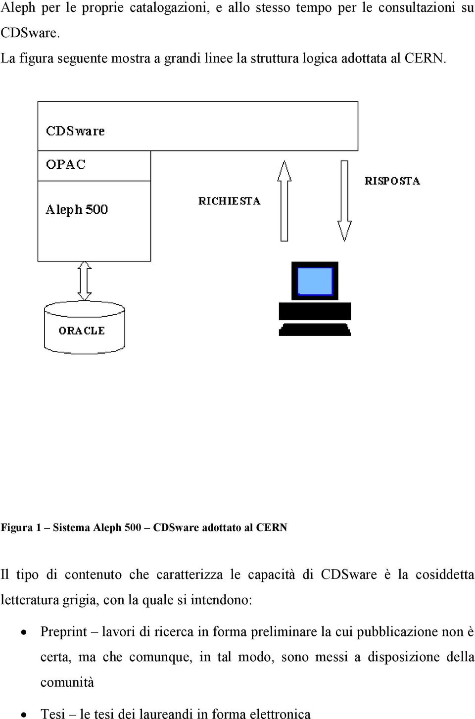 Figura 1 Sistema Aleph 500 CDSware adottato al CERN Il tipo di contenuto che caratterizza le capacità di CDSware è la cosiddetta