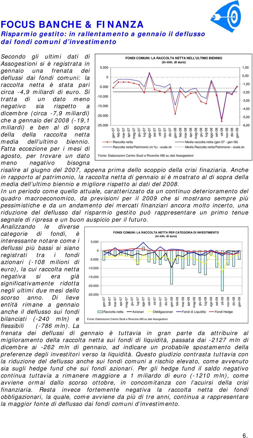 Si tratta di un dato meno negativo sia rispetto a dicembre (circa -7,9 miliardi) che a gennaio del 2008 (-19,1 miliardi) e ben al di sopra della della raccolta netta media dell ultimo biennio.