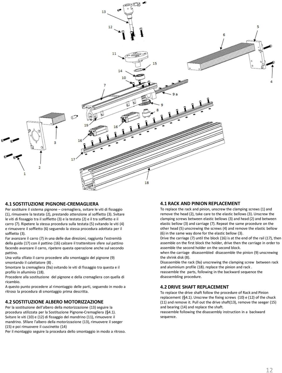 Ripetere la stessa procedura sulla testata (5) svitando le viti (4) e rimuovere il soffietto (6) seguendo la stessa procedura adottata per il soffietto (3).