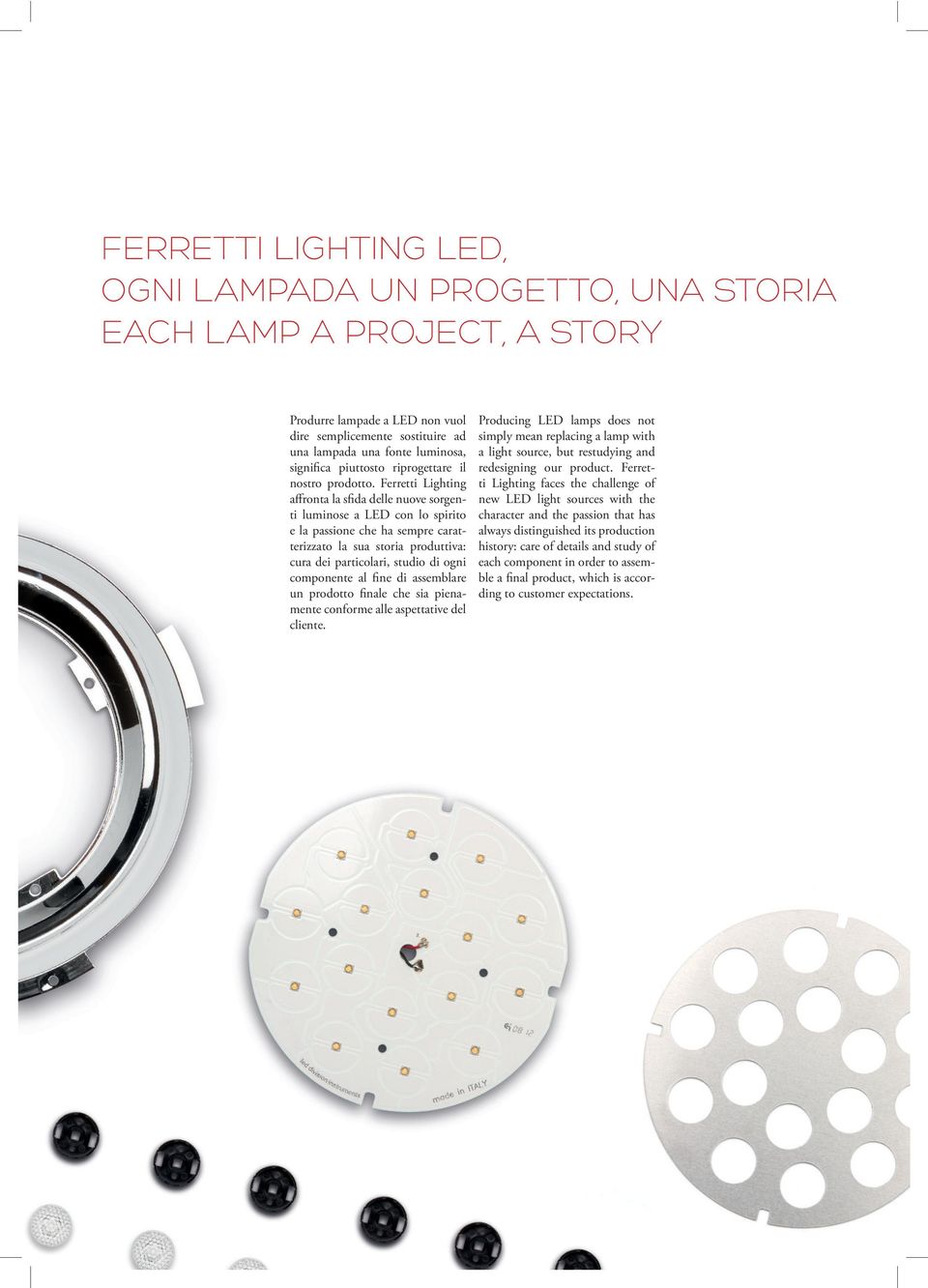 Ferretti Lighting affronta la sfida delle nuove sorgenti luminose a LED con lo spirito e la passione che ha sempre caratterizzato la sua storia produttiva: cura dei particolari, studio di ogni