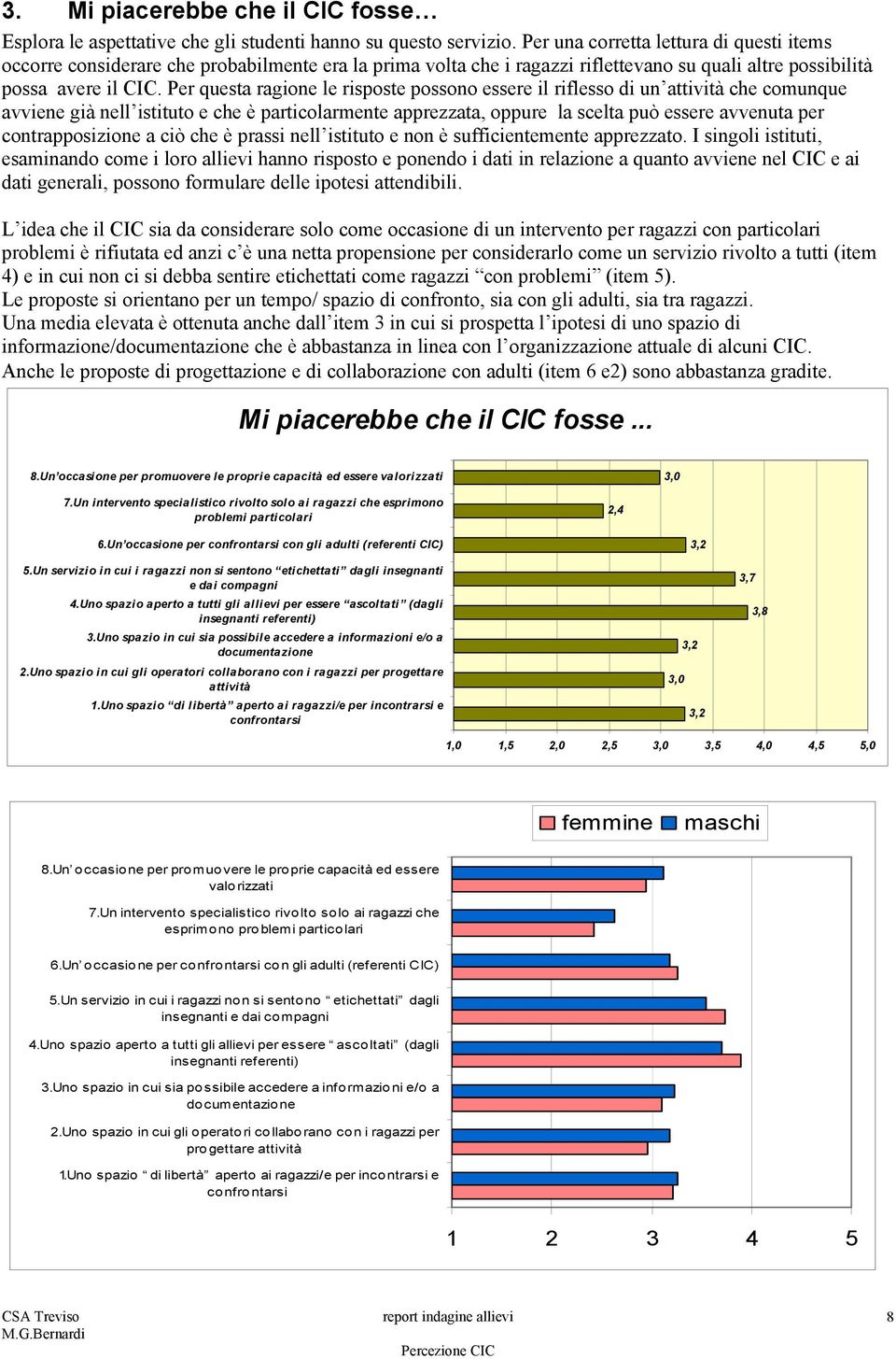 Per questa ragione le risposte possono essere il riflesso di un attività che comunque avviene già nell istituto e che è particolarmente apprezzata, oppure la scelta può essere avvenuta per