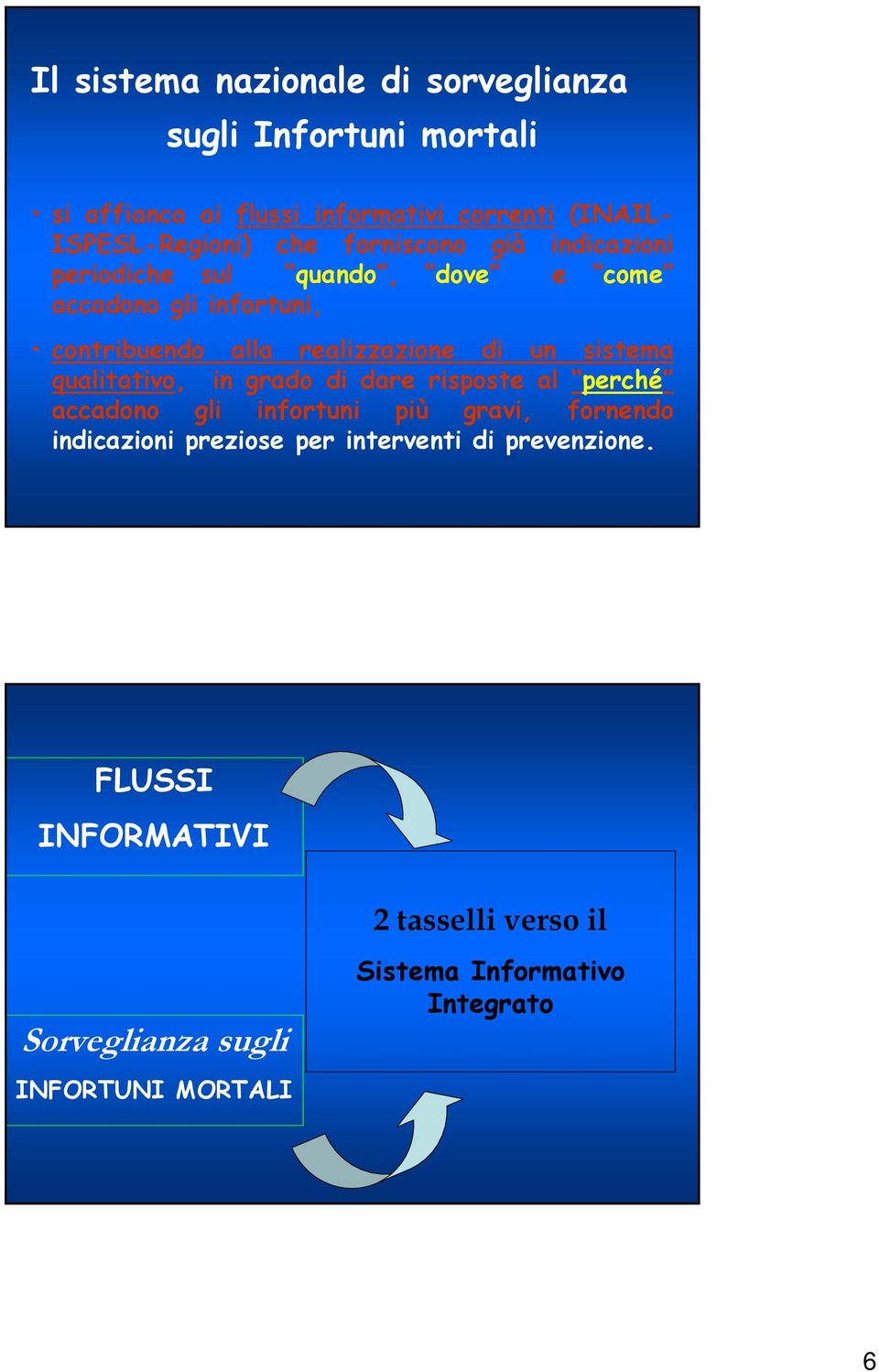 sistema qualitativo, in grado di dare risposte al perché accadono gli infortuni più gravi, fornendo indicazioni preziose per