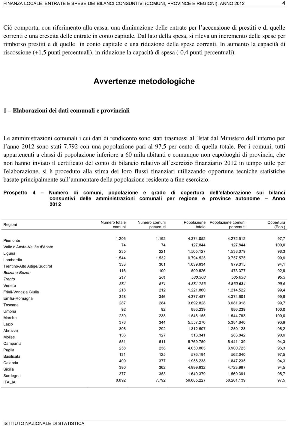 Dal lato della spesa, si rileva un incremento delle spese per rimborso prestiti e di quelle in conto capitale e una riduzione delle spese correnti.