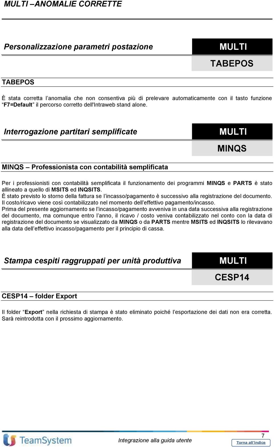 Interrogazione partitari semplificate MINQS MINQS Professionista con contabilità semplificata Per i professionisti con contabilità semplificata il funzionamento dei programmi MINQS e PARTS è stato