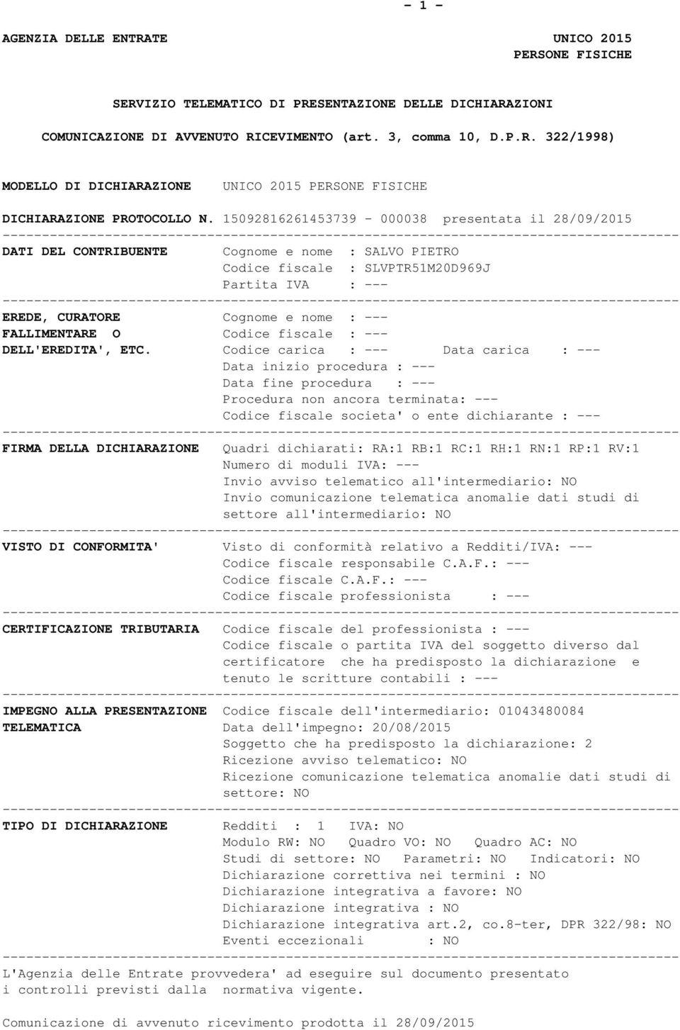 carica : --- Data carica : --- Data inizio procedura : --- Data fine procedura : --- Procedura non ancora terminata: --- fiscale societa' o ente dichiarante : --- FIRMA DELLA DICHIARAZIONE Quadri