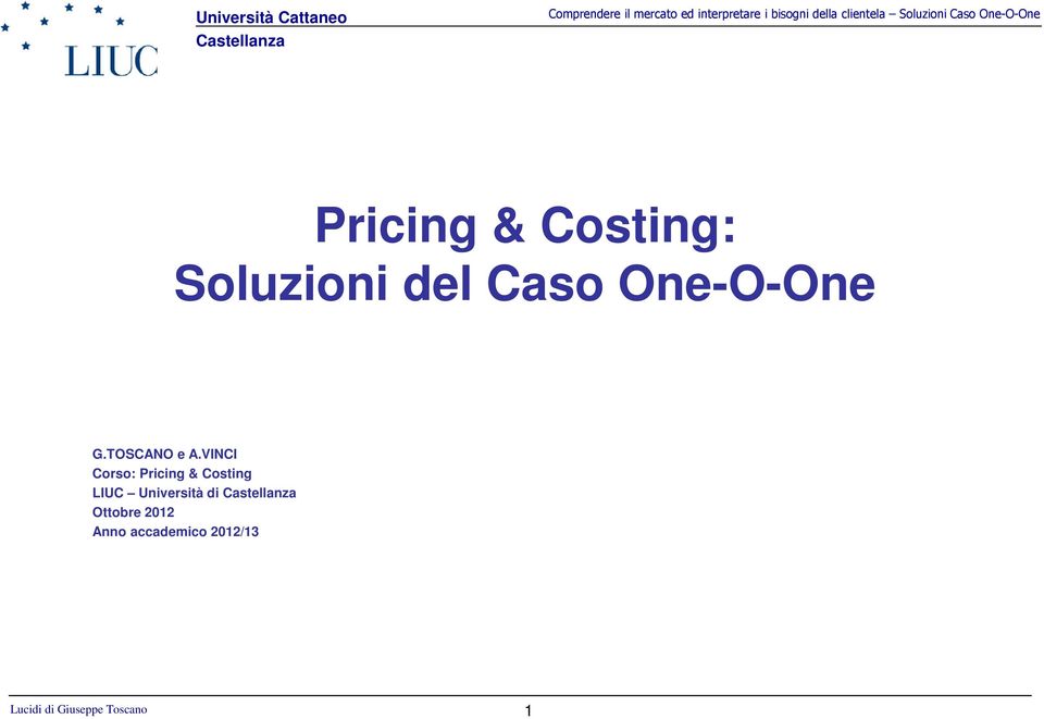 VINCI Corso: Pricing & Costing LIUC