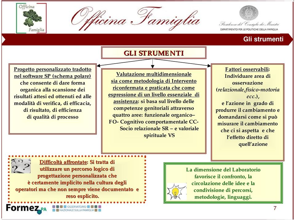 livello essenziale di assistenza: si basa sul livello delle competenze genitoriali attraverso quattro aree: funzionale organico FO- Cognitivo comportamentale CC- Socio relazionale SR e valoriale