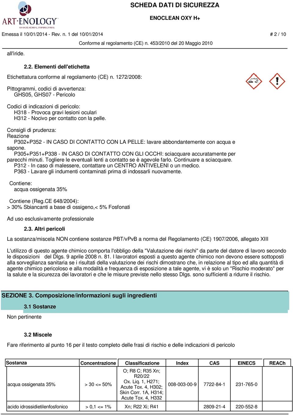 Consigli di prudenza: Reazione P302+P352 - IN CASO DI CONTATTO CON LA PELLE: lavare abbondantemente con acqua e sapone.