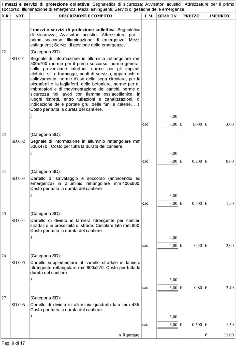 001 Segnale di informazione in alluminio rettangolare mm 500x700 (norme per il primo soccorso, norme generali sulla prevenzione infortuni, norme per gli impianti elettrici, sili e tramogge, ponti di