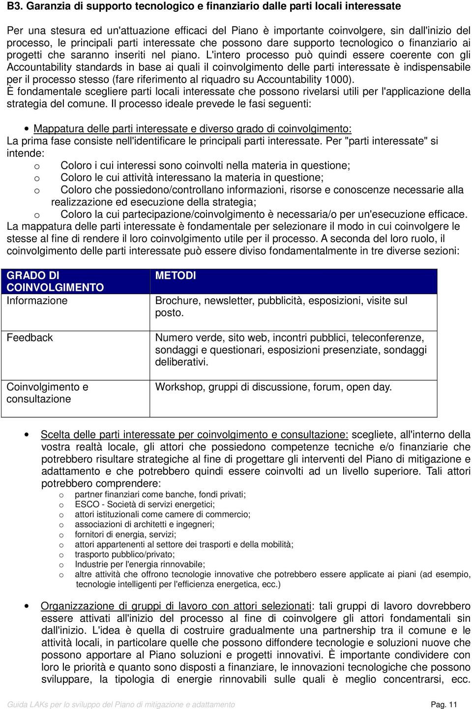 L'inter prcess può quindi essere cerente cn gli Accuntability standards in base ai quali il cinvlgiment delle parti interessate è indispensabile per il prcess stess (fare riferiment al riquadr su