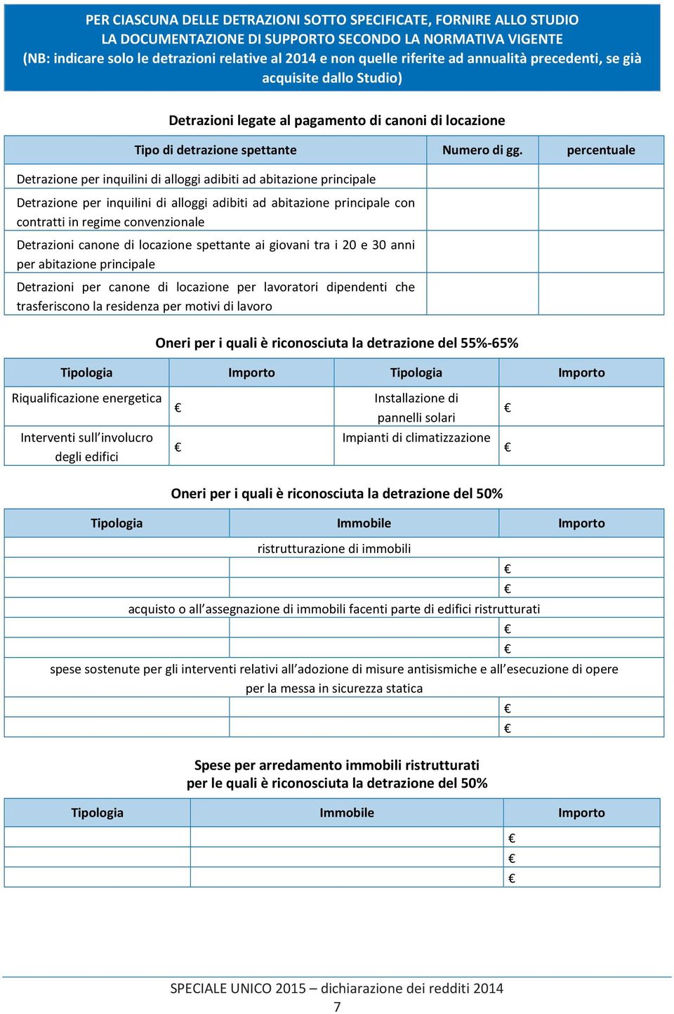 percentuale Detrazione per inquilini di alloggi adibiti ad abitazione principale Detrazione per inquilini di alloggi adibiti ad abitazione principale con contratti in regime convenzionale Detrazioni