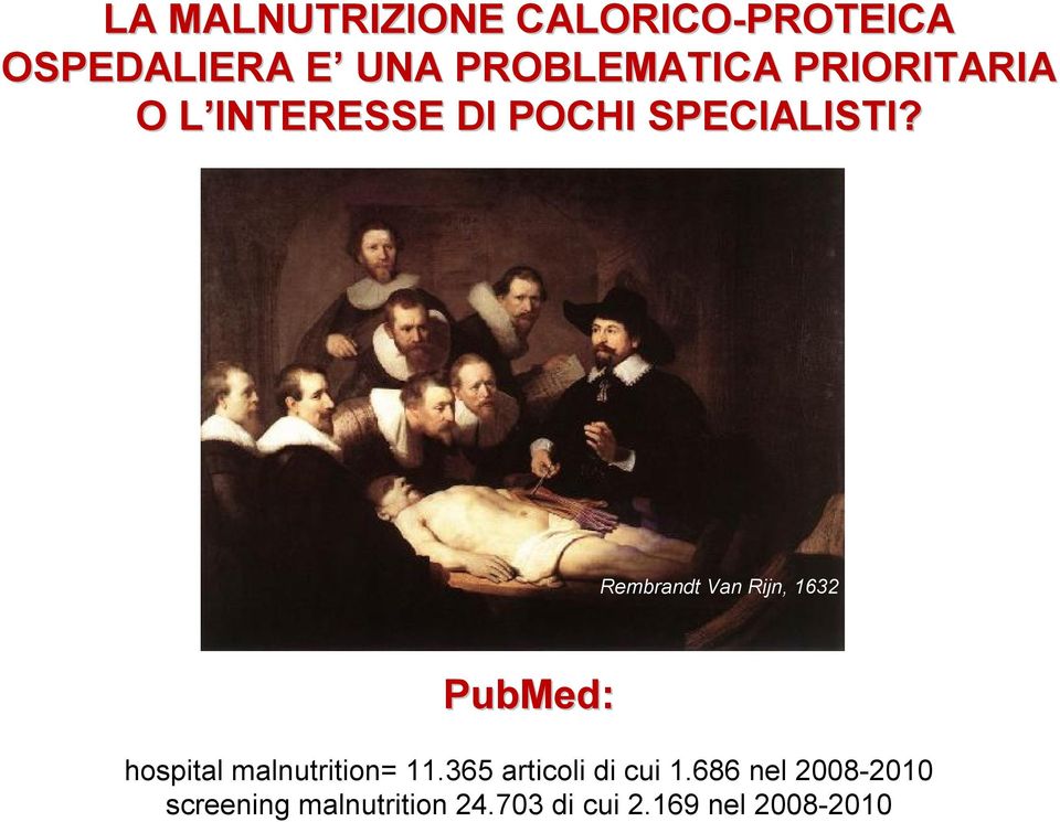 Rembrandt Van Rijn, 1632 PubMed: hospital malnutrition= 11.