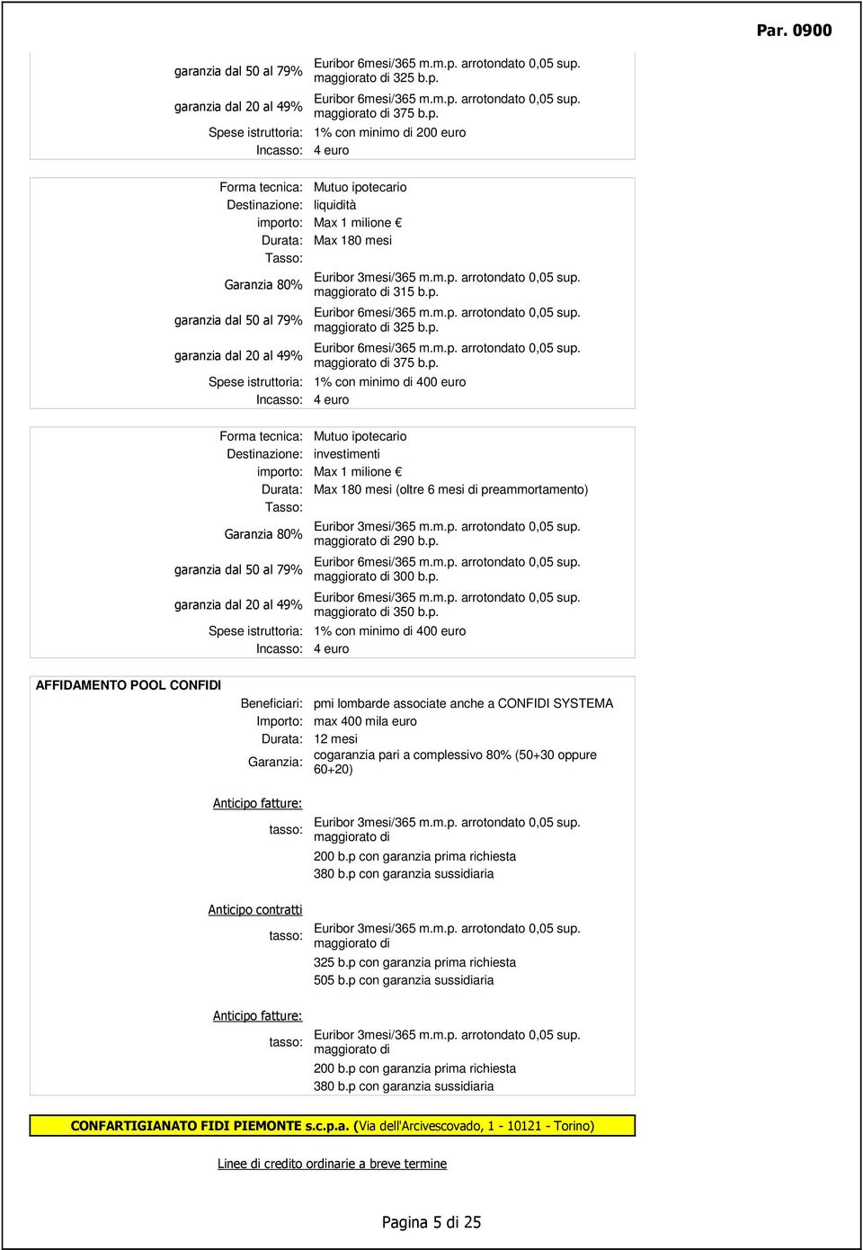 p. 300 b.p. 350 b.p. Spese istruttoria: 1% con minimo di 400 euro AFFIDAMENTO POOL CONFIDI Beneficiari: pmi lombarde associate anche a CONFIDI SYSTEMA Importo: max 400 mila euro cogaranzia pari a