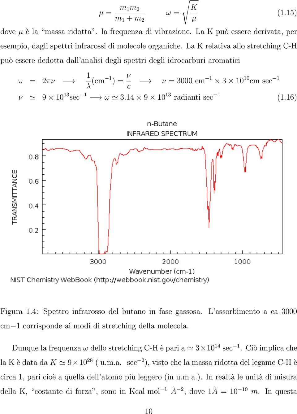 14 9 10 13 radianti sec 1 (1.16) Figura 1.4: Spettro infrarosso del butano in fase gassosa. L assorbimento a ca 3000 cm 1 corrisponde ai modi di stretching della molecola.