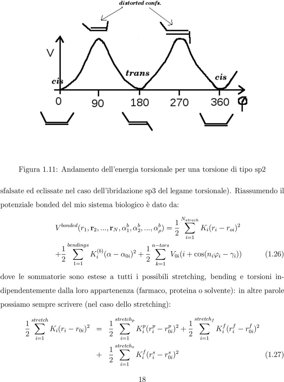 .., α b ρ) = 1 2 + 1 2 bendings 1=1 K (b) i (α α 0i ) 2 + 1 n tors 2 k=1 N strech i=1 K i (r i r oi ) 2 V 0i (i + cos(n i ϕ i γ i )) (1.