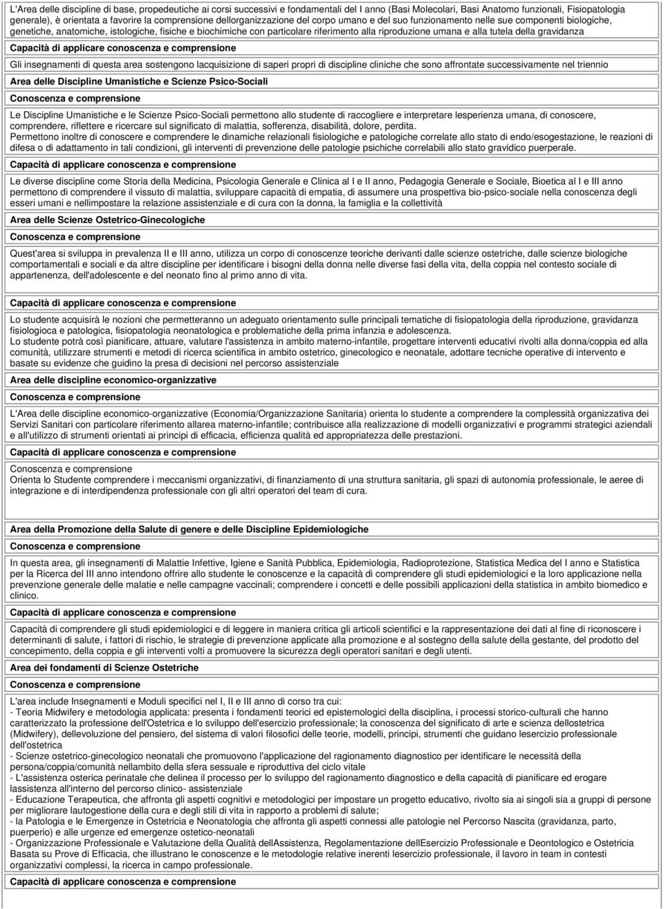 riproduzione umana e alla tutela della gravidanza Gli insegnamenti di questa area sostengono lacquisizione di saperi propri di discipline cliniche che sono affrontate successivamente nel triennio