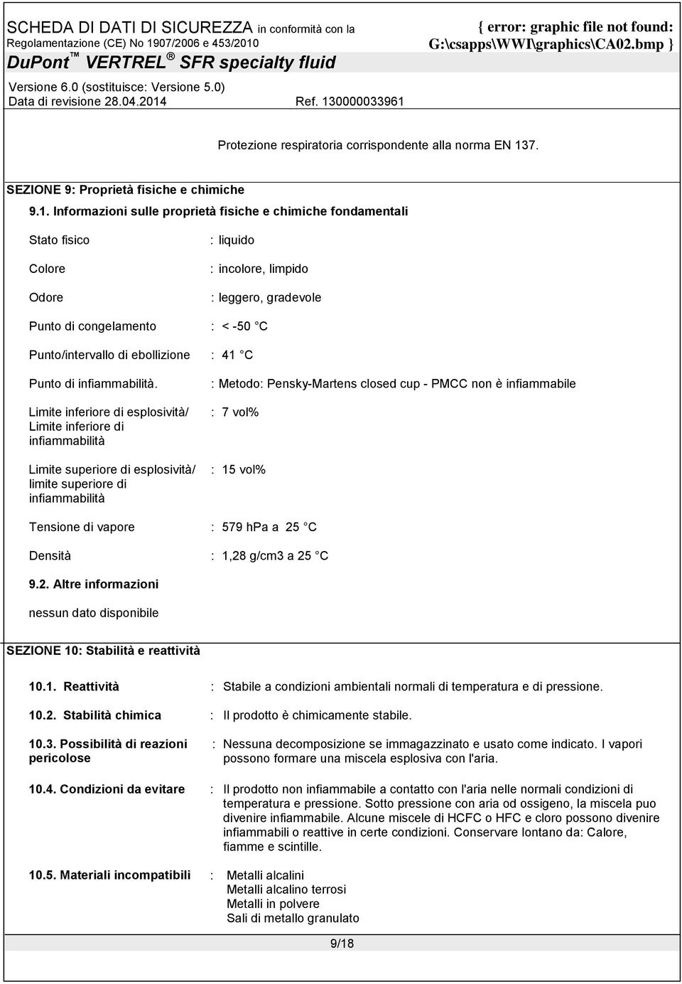 Informazioni sulle proprietà fisiche e chimiche fondamentali Stato fisico Colore Odore : liquido : incolore, limpido : leggero, gradevole Punto di congelamento : < -50 C Punto/intervallo di