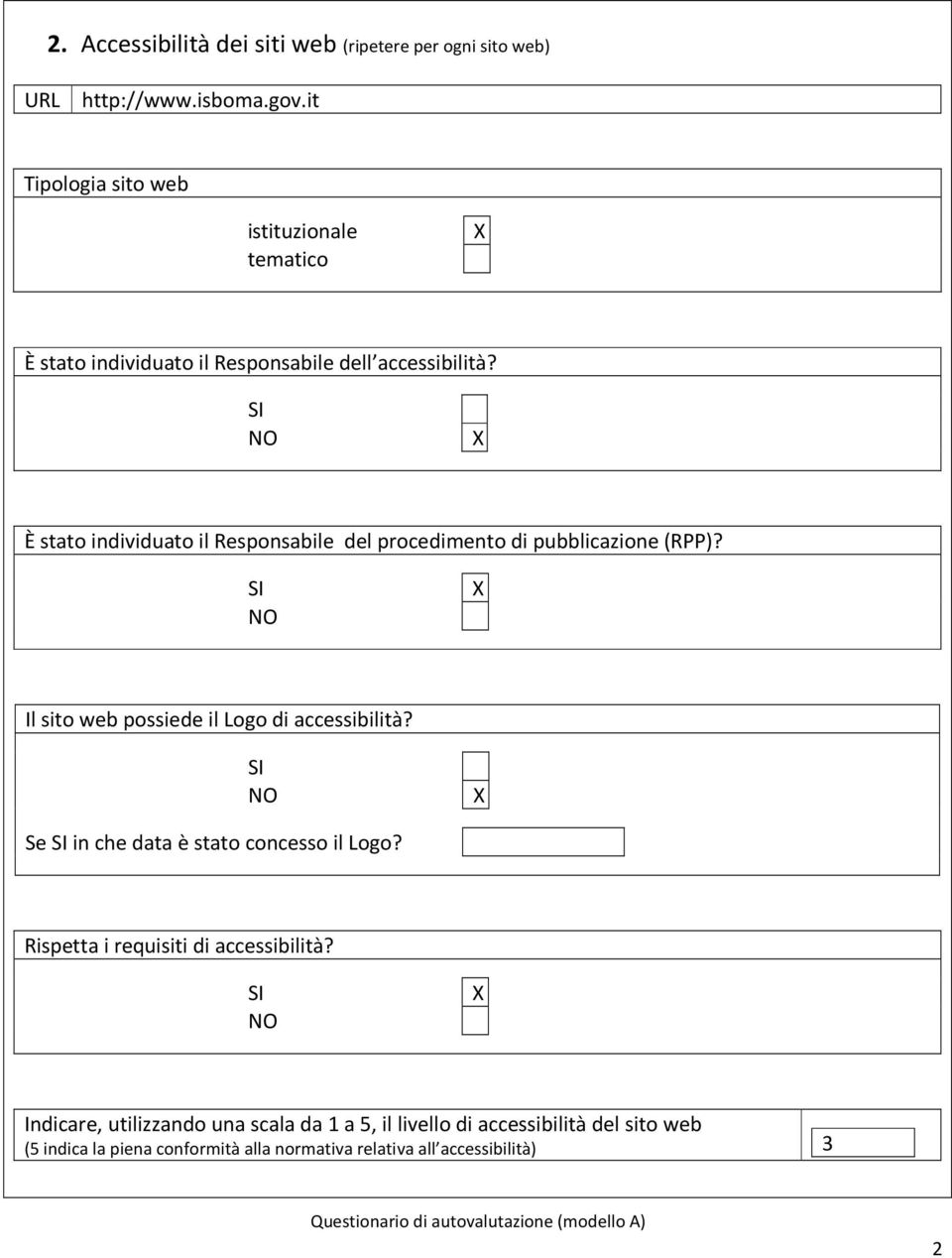 X È stato individuato il Responsabile del procedimento di pubblicazione (RPP)? X Il sito web possiede il Logo di accessibilità?