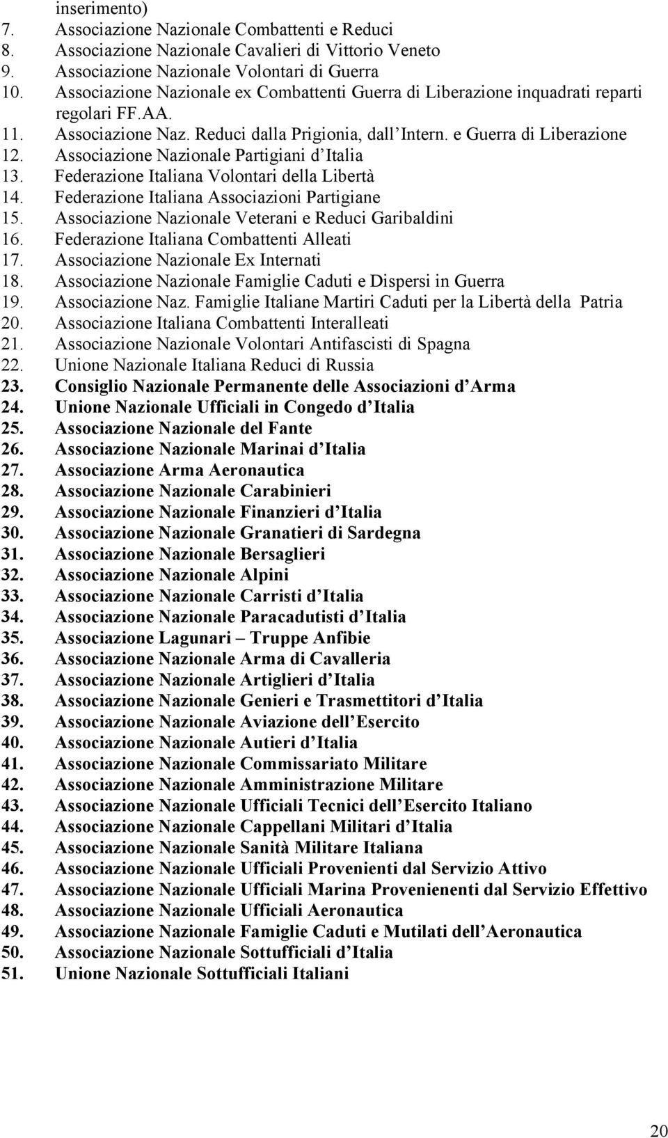 Associazione Nazionale Partigiani d Italia 13. Federazione Italiana Volontari della Libertà 14. Federazione Italiana Associazioni Partigiane 15.