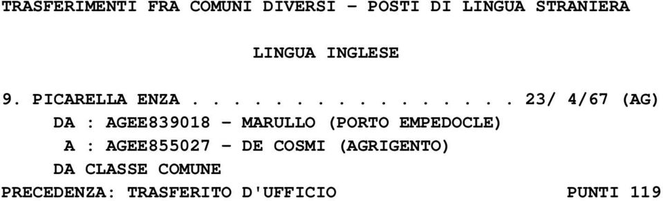 ............... 23/ 4/67 (AG) DA : AGEE839018 - MARULLO (PORTO