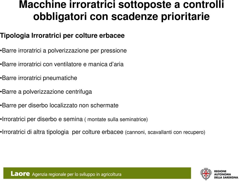 irroratrici pneumatiche Barre a polverizzazione centrifuga Barre per diserbo localizzato non schermate Irroratrici per