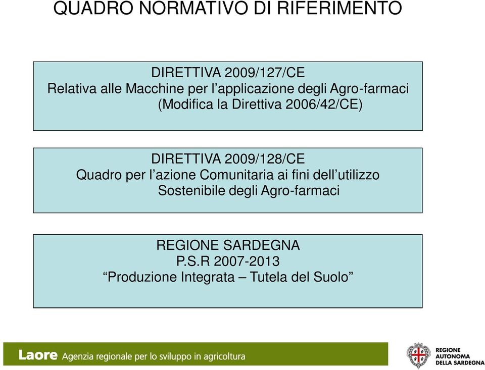 2009/128/CE Quadro per l azione Comunitaria ai fini dell utilizzo Sostenibile