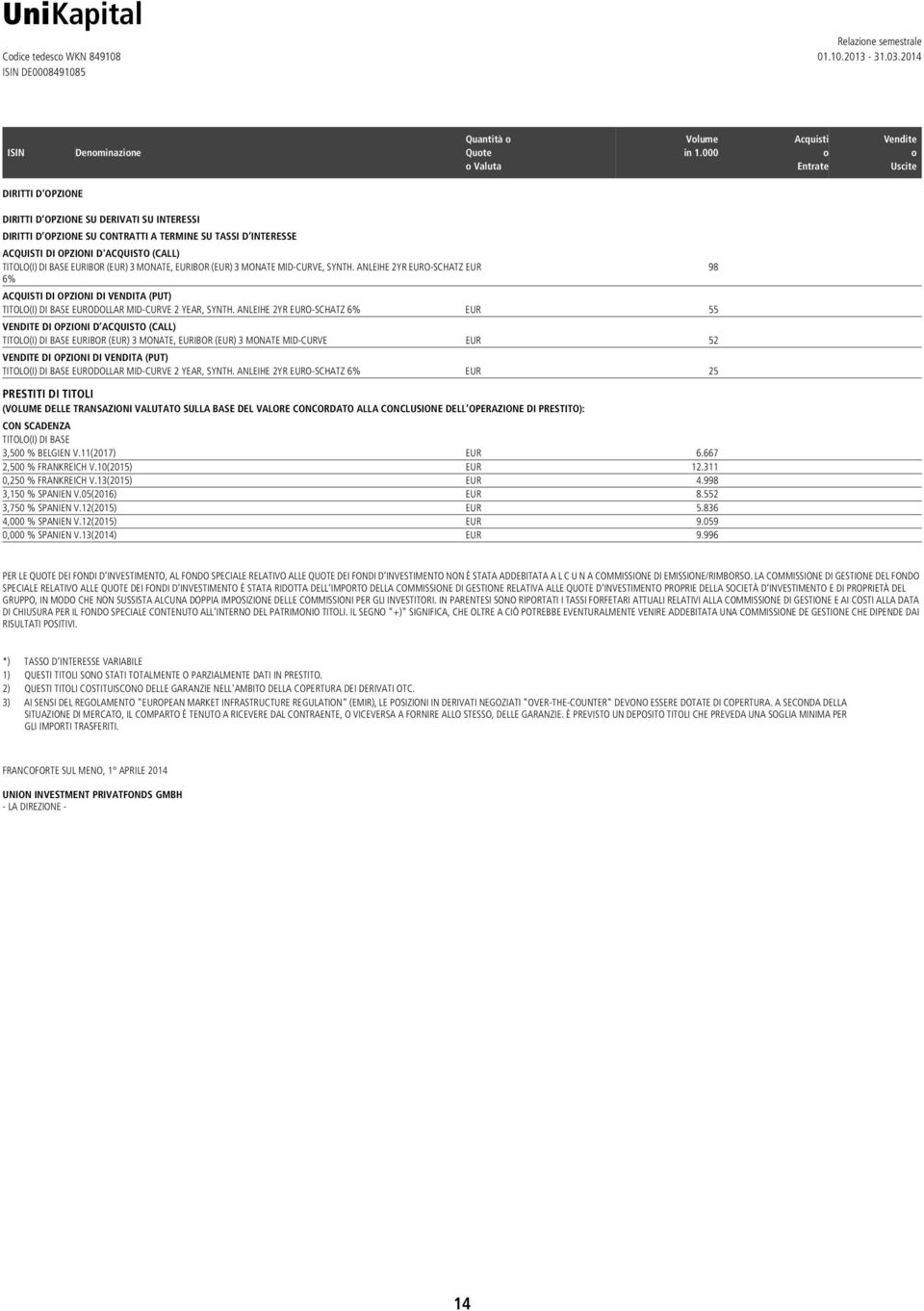 TITOLO(I) DI BASE EURIBOR (EUR) 3 MONATE, EURIBOR (EUR) 3 MONATE MID-CURVE, SYNTH.