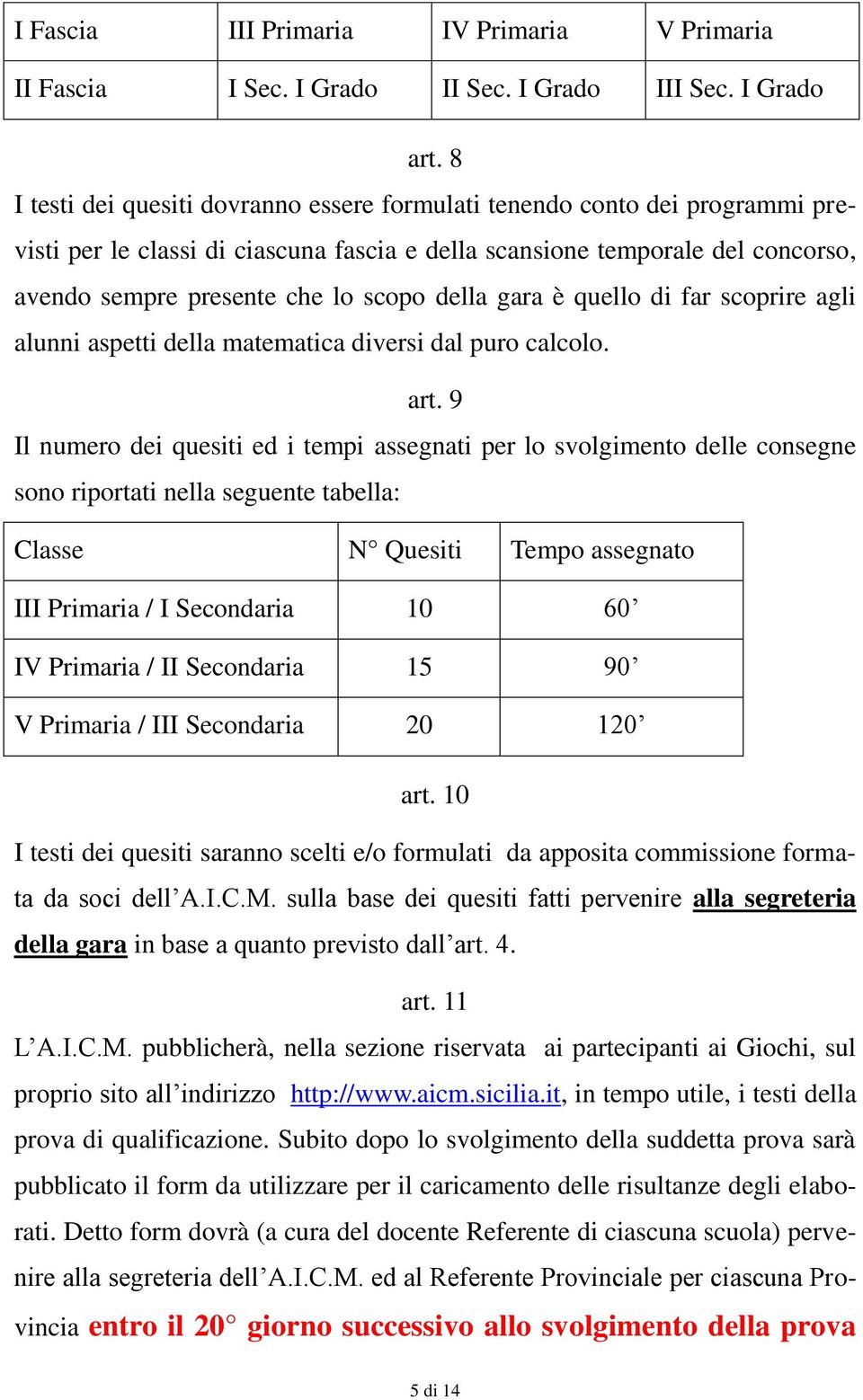 della gara è quello di far scoprire agli alunni aspetti della matematica diversi dal puro calcolo. art.