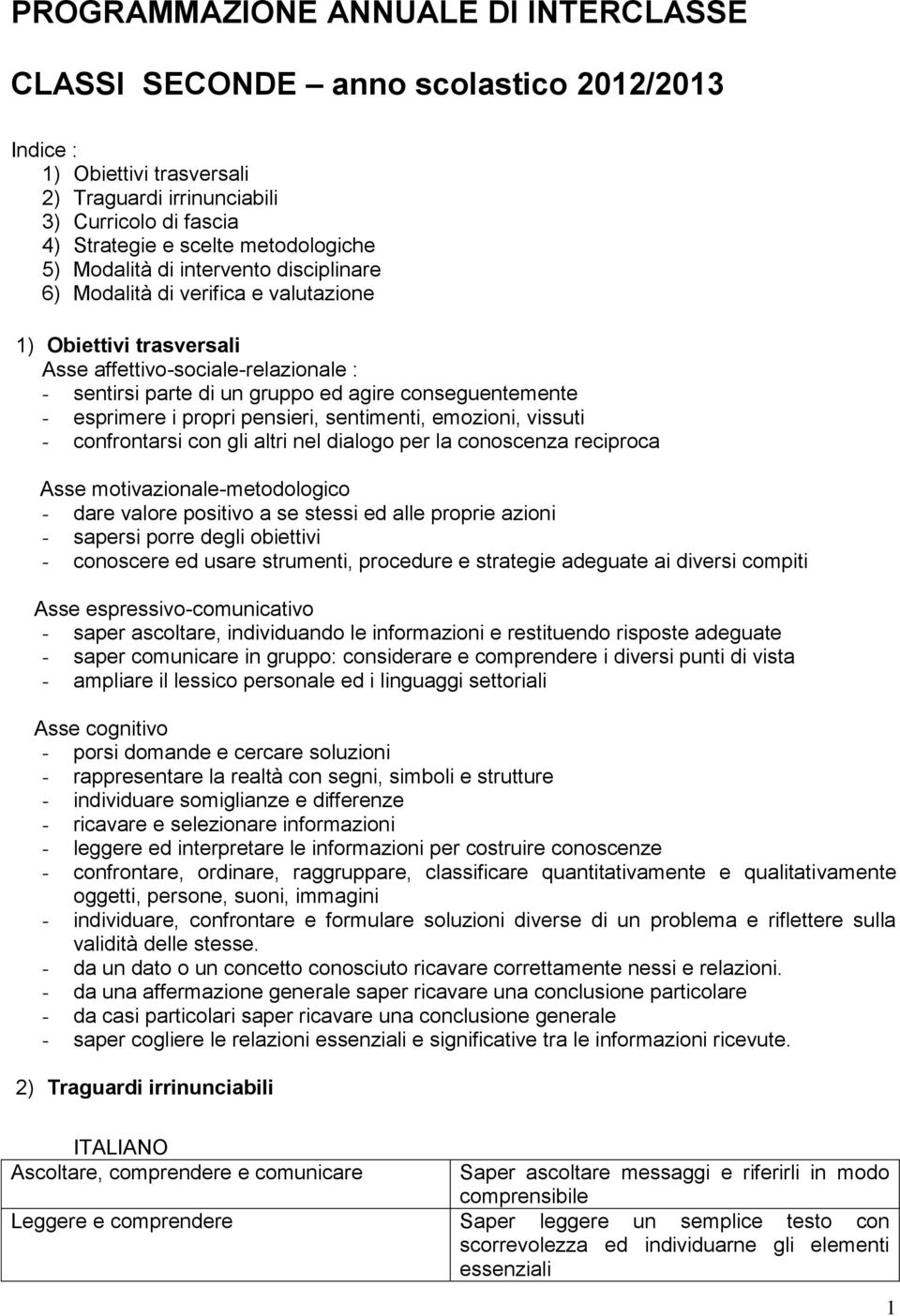 esprimere i propri pensieri, sentimenti, emozioni, vissuti - confrontarsi con gli altri nel dialogo per la conoscenza reciproca Asse motivazionale-metodologico - dare valore positivo a se stessi ed