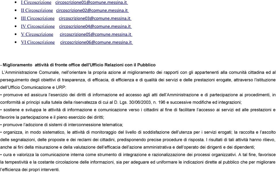 it V Circoscrizione circoscrizione05@comune.it VI Circoscrizione circoscrizione06@comune.