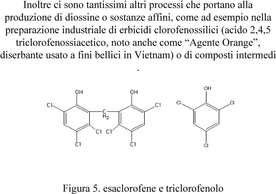 clorofenossilici (acido 2,4,5 triclorofenossiacetico, noto anche come Agente Orange,