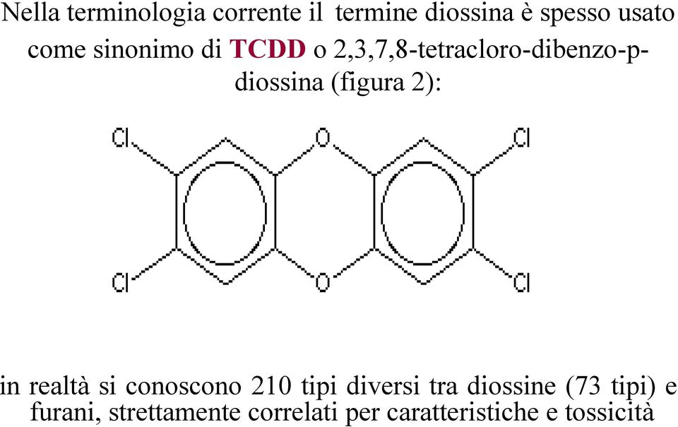 (figura 2): in realtà si conoscono 210 tipi diversi tra diossine