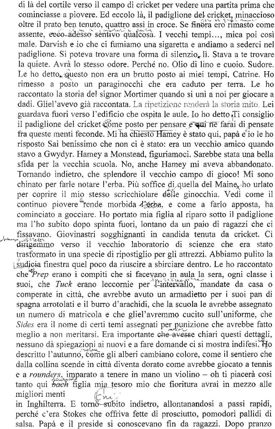 .. mica poi così inale. Darvish e.io che ci fuiniaino una sigaretta e andiamo a sederci nel padiglione. Si poteva trovare una forina di silenzio. lì. Stava a te trovare la quiete.