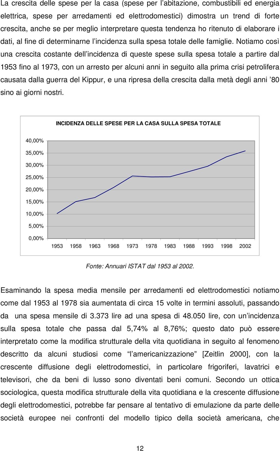 Notiamo così una crescita costante dell incidenza di queste spese sulla spesa totale a partire dal 1953 fino al 1973, con un arresto per alcuni anni in seguito alla prima crisi petrolifera causata