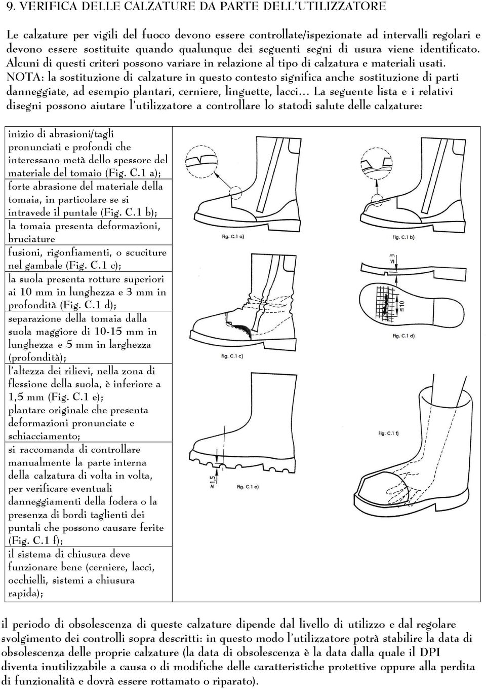NOTA: la sostituzione di calzature in questo contesto significa anche sostituzione di parti danneggiate, ad esempio plantari, cerniere, linguette, lacci La seguente lista e i relativi disegni possono