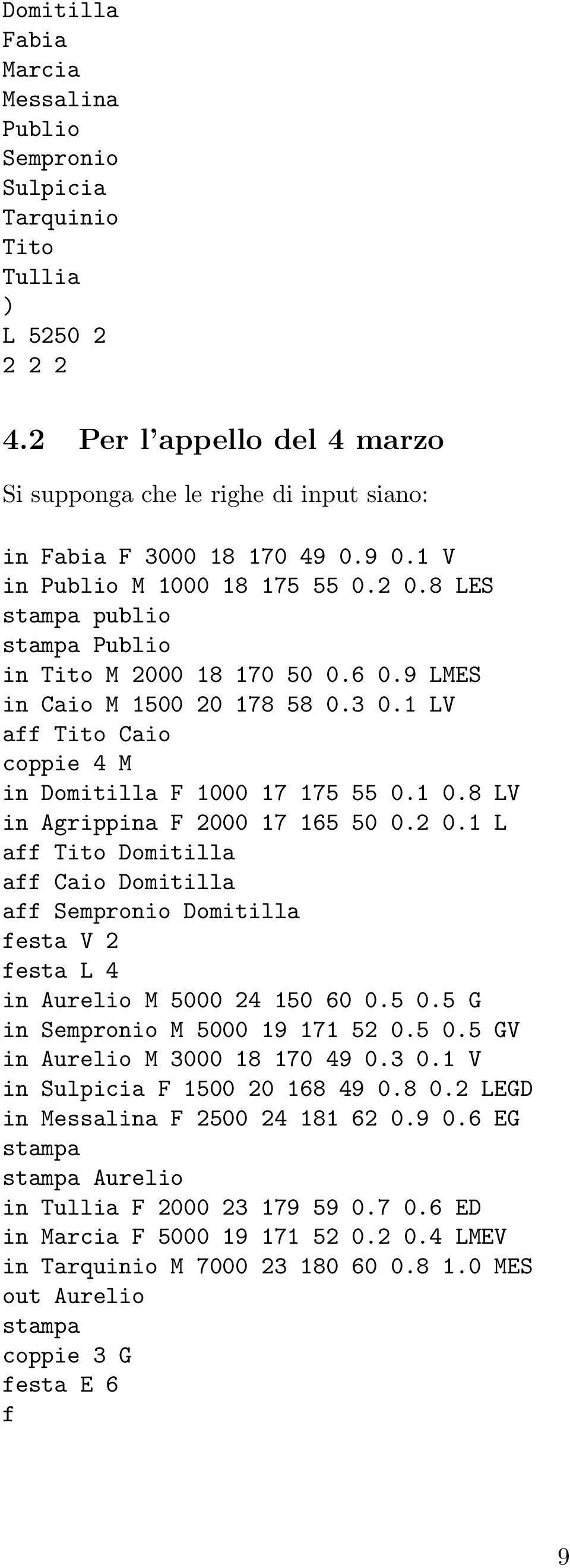 1 LV aff Tito Caio coppie 4 M in Domitilla F 1000 17 175 55 0.1 0.8 LV in Agrippina F 2000 17 165 50 0.2 0.
