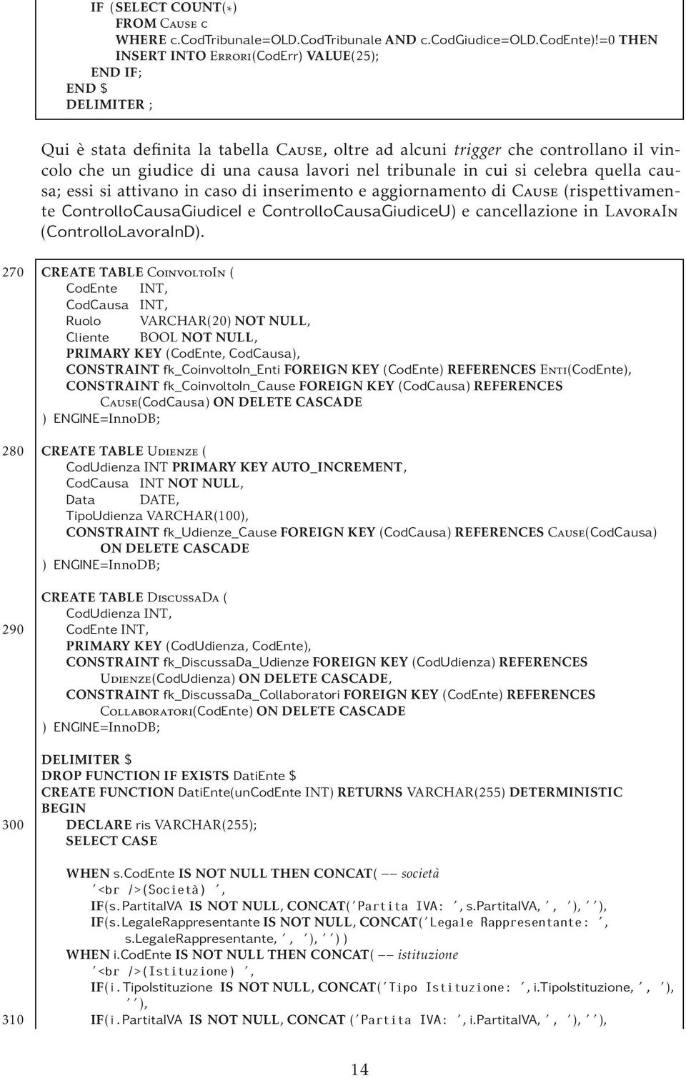 tribunale in cui si celebra quella causa; essi si attivano in caso di inserimento e aggiornamento di Cause (rispettivamente ControlloCausaGiudiceI e ControlloCausaGiudiceU) e cancellazione in