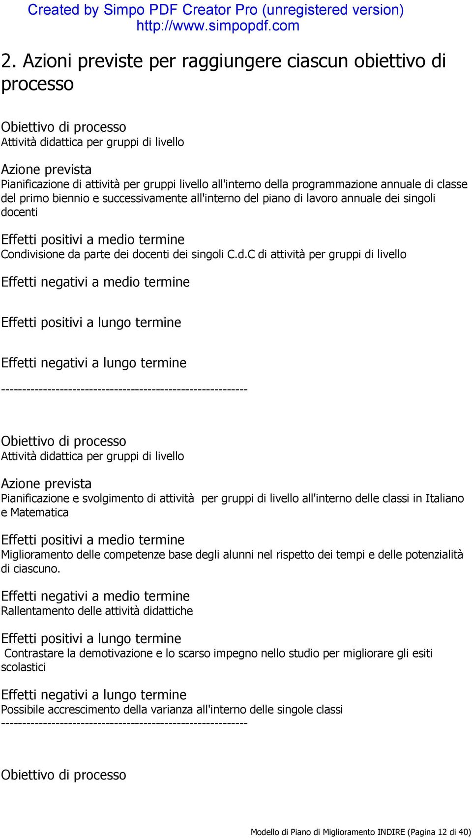 l primo biennio e successivamente all'interno de