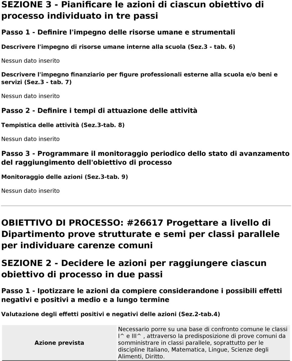 8) Passo 3 - Programmare il monitoraggio periodico dello stato di avanzamento OBIETTIVO DI PROCESSO: #26617 Progettare a livello di Dipartimento prove strutturate e semi per classi parallele per