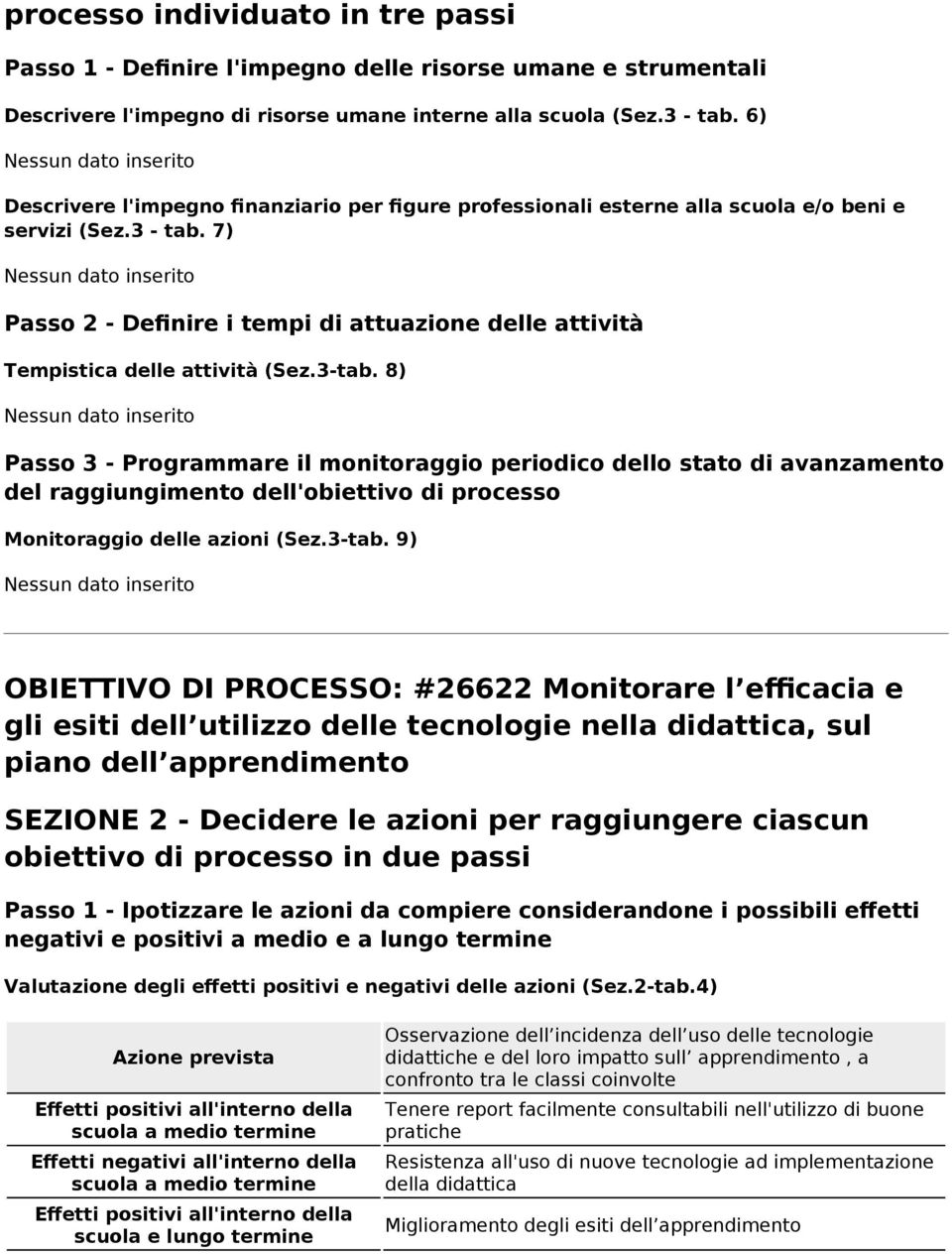 8) Passo 3 - Programmare il monitoraggio periodico dello stato di avanzamento OBIETTIVO DI PROCESSO: #26622 Monitorare l efficacia e gli esiti dell utilizzo delle tecnologie nella didattica, sul