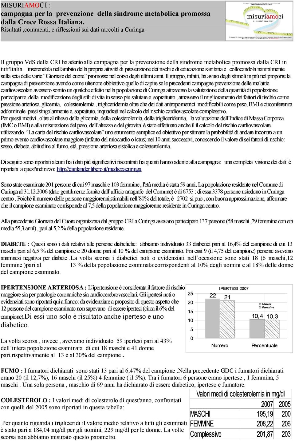 rischi e di educazione sanitaria e collocandola naturalmente sulla scia delle varie Giornate del cuore promosse nel corso degli ultimi anni.