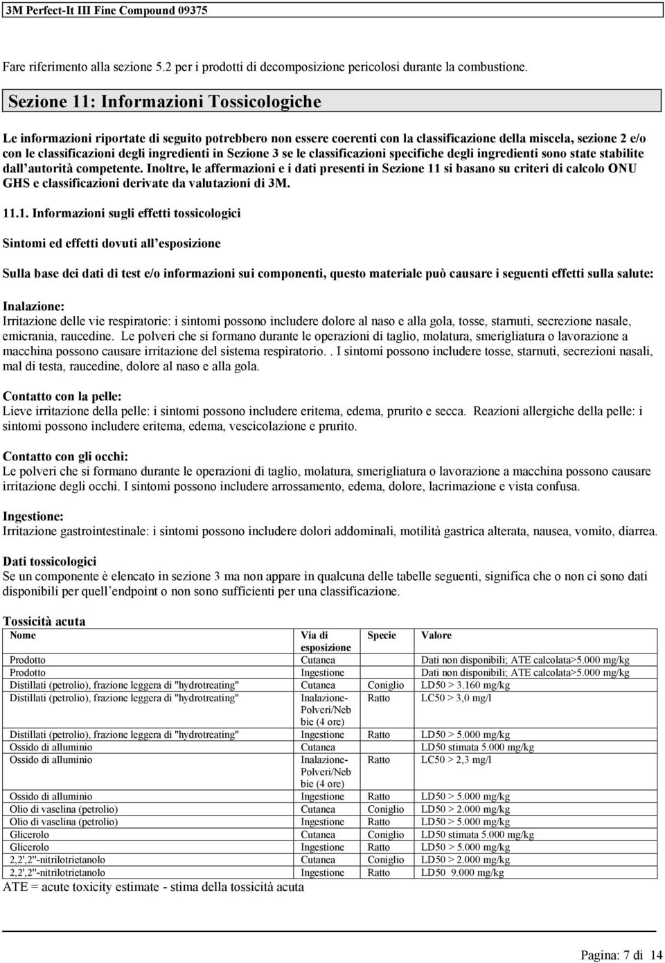 dgli ingrdinti sono stat stabilit dall autorità comptnt. Inoltr, l affrmazioni i dati prsnti in Szio 11