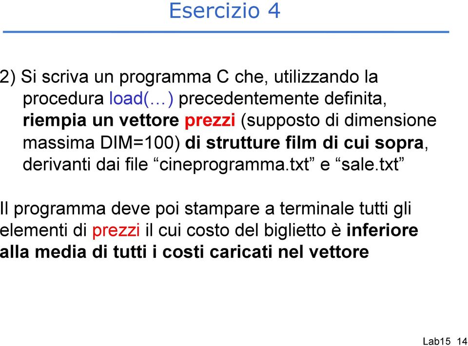 derivanti dai file cineprogramma.txt e sale.