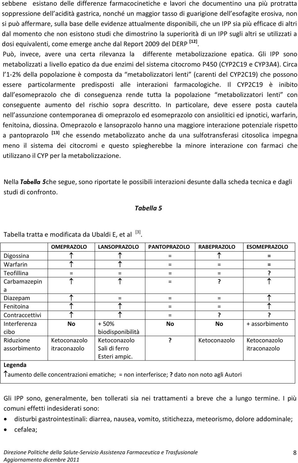 Può, invece, avere una certa rilevanza la differente metabolizzazione epatica. Gli IPP sono metabolizzati a livello epatico da due enzimi del sistema citocromo P450 (CYP2C19 e CYP3A4).