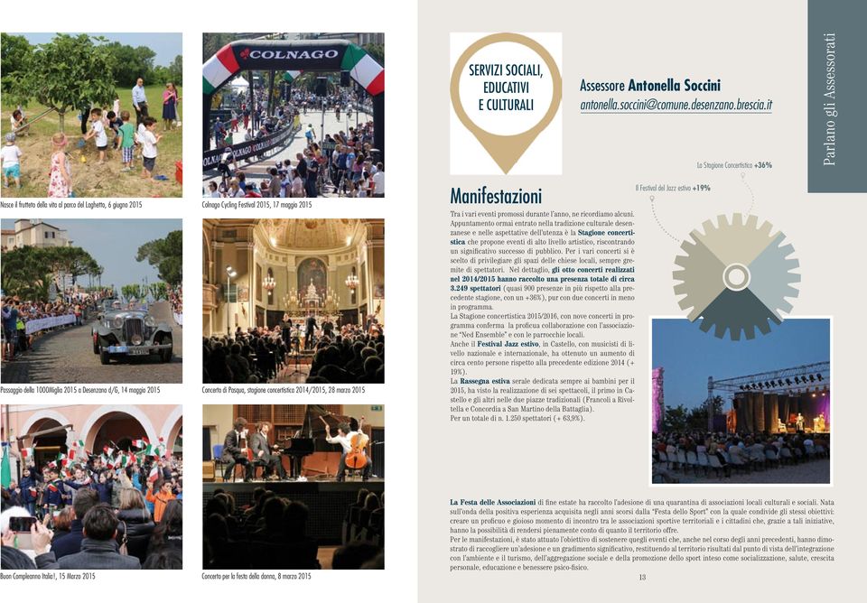 maggio 2015 Concerto di Pasqua, stagione concertistica 2014/2015, 28 marzo 2015 Il Festival del Jazz estivo +19% Manifestazioni Tra i vari eventi promossi durante l anno, ne ricordiamo alcuni.