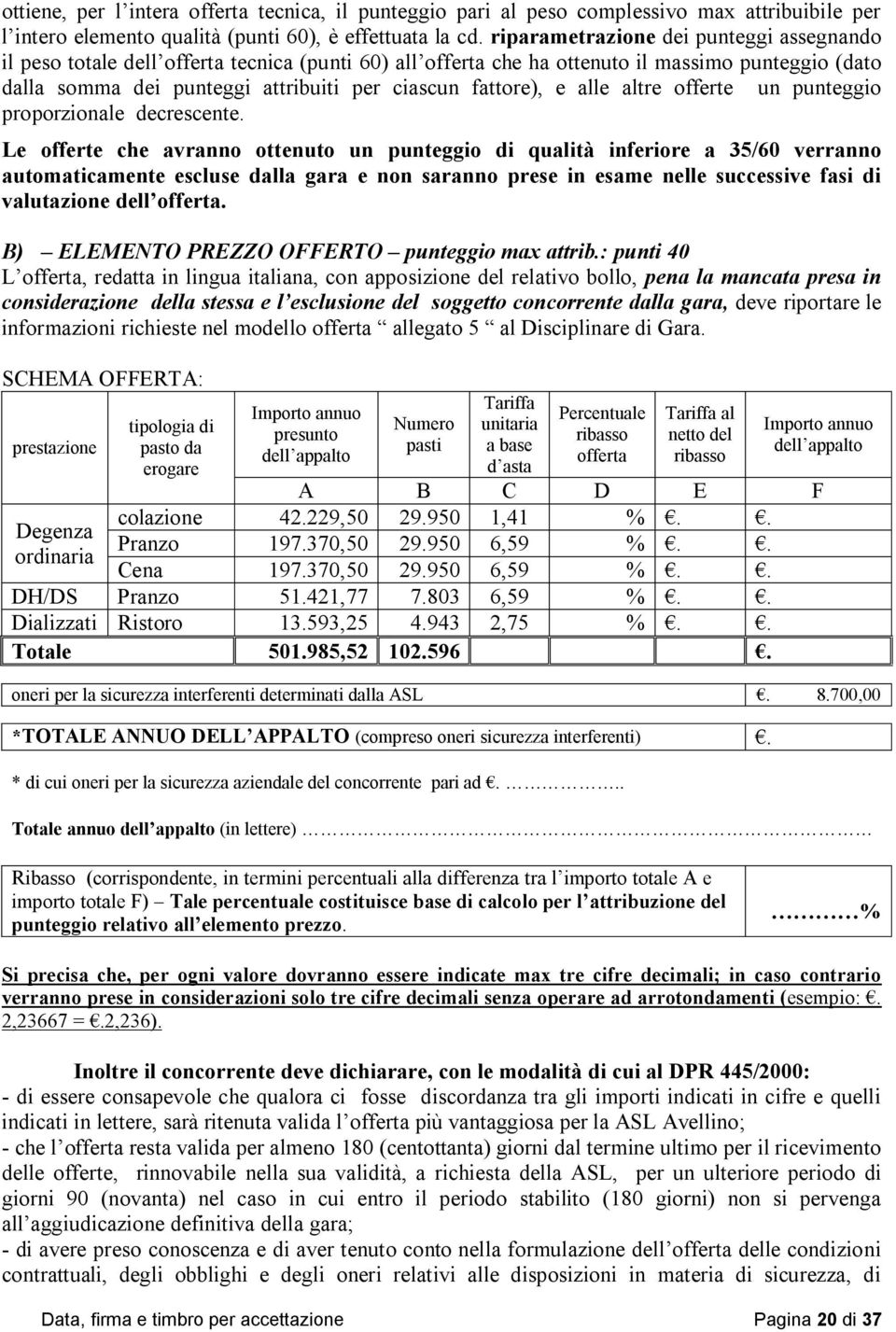 fattore), e alle altre offerte un punteggio proporzionale decrescente.